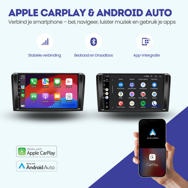Mercedes ML & GL CarPlay autoradio | 2005 t/m 2012 | Denago DNG-A189 | 9 inch | Android 13 | Draadloos CarPlay & Android Auto