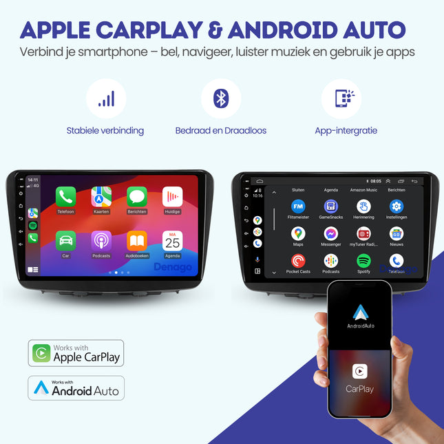 Suzuki Baleno CarPlay autoradio | 2015 t/m 2020 | Denago DNG-A143 | 9 inch | Android 13 | Draadloos CarPlay & Android Auto