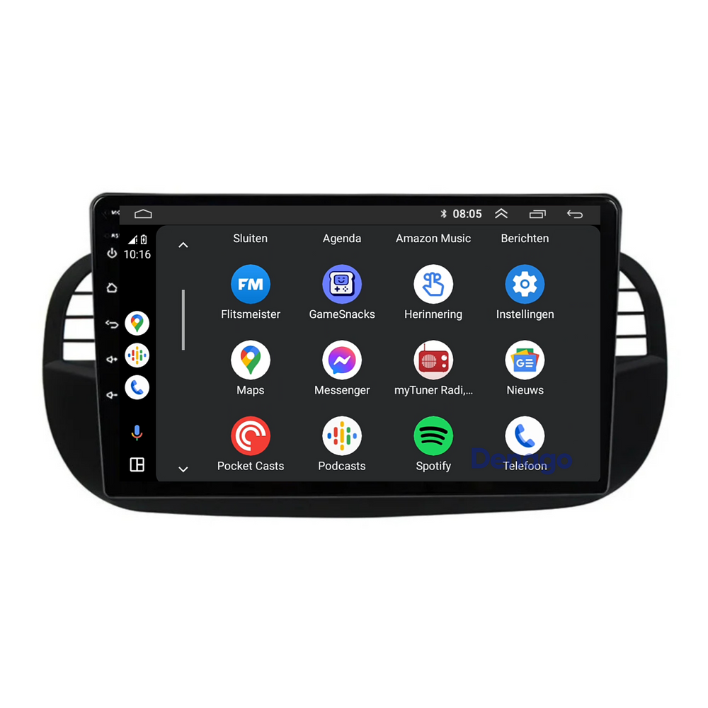 Fiat 500 CarPlay autoradio | 2007 t/m 2015 | Denago DNG-A66 | 9 inch | Android 13 | Draadloos CarPlay & Android Auto