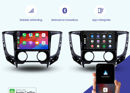 Mitsubishi L200 CarPlay autoradio | 2016 | Denago DNG-A185 | 9 inch | Android 13 | Draadloos CarPlay & Android Auto