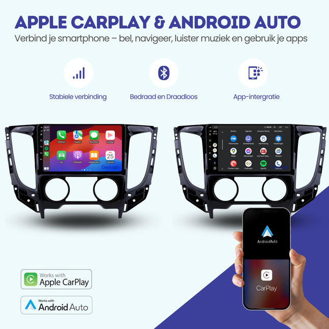 Mitsubishi L200 CarPlay autoradio | 2016 | Denago DNG-A185 | 9 inch | Android 13 | Draadloos CarPlay & Android Auto