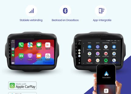 Jeep Renegade CarPlay autoradio | 2014 t/m 2023 | Denago DNG-A123 | 9 inch | Android 13 | Draadloos CarPlay & Android Auto