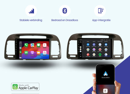 Toyota Camry CarPlay autoradio | 2001 t/m 2007 | Denago DNG-A255 | 9 inch | Android 13 | Draadloos CarPlay & Android Auto