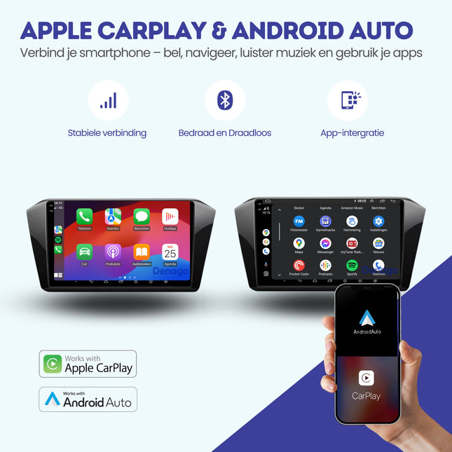 Volkswagen Passat CarPlay autoradio | 2014 t/m 2021 | Denago DNG-A284 | 9 inch | Android 13 | Draadloos CarPlay & Android Auto