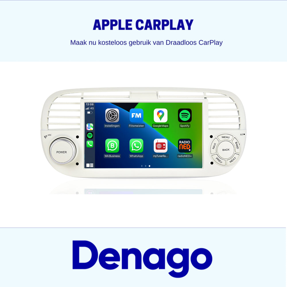Android 13 CarPlay Autoradio voor Fiat 500 | 2007 t/m 2015