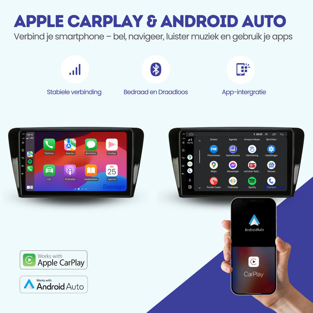 Skoda Octavia CarPlay autoradio | 2014 t/m 2017 | Denago DNG-A110 | 9 inch | Android 13 | Draadloos CarPlay & Android Auto