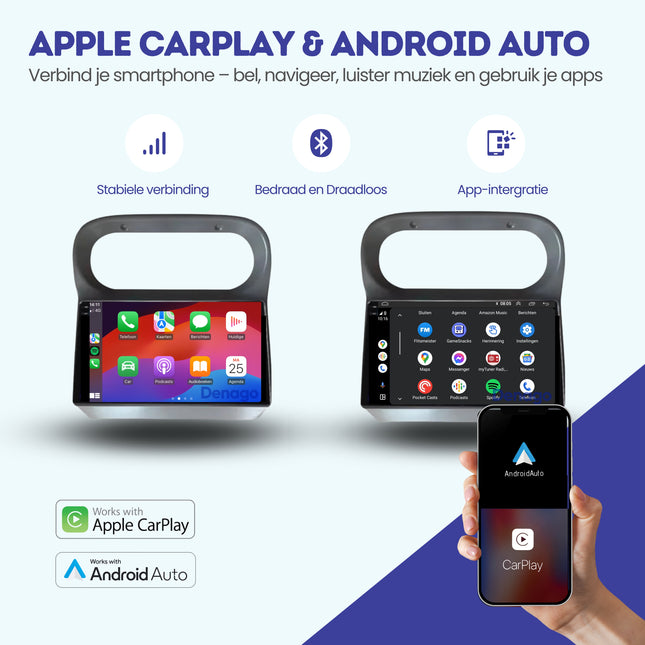 Renault Twingo CarPlay autoradio | 2005 t/m 2013 | Denago DNG-A302 | 9 inch | Android 13 | Draadloos CarPlay & Android Auto