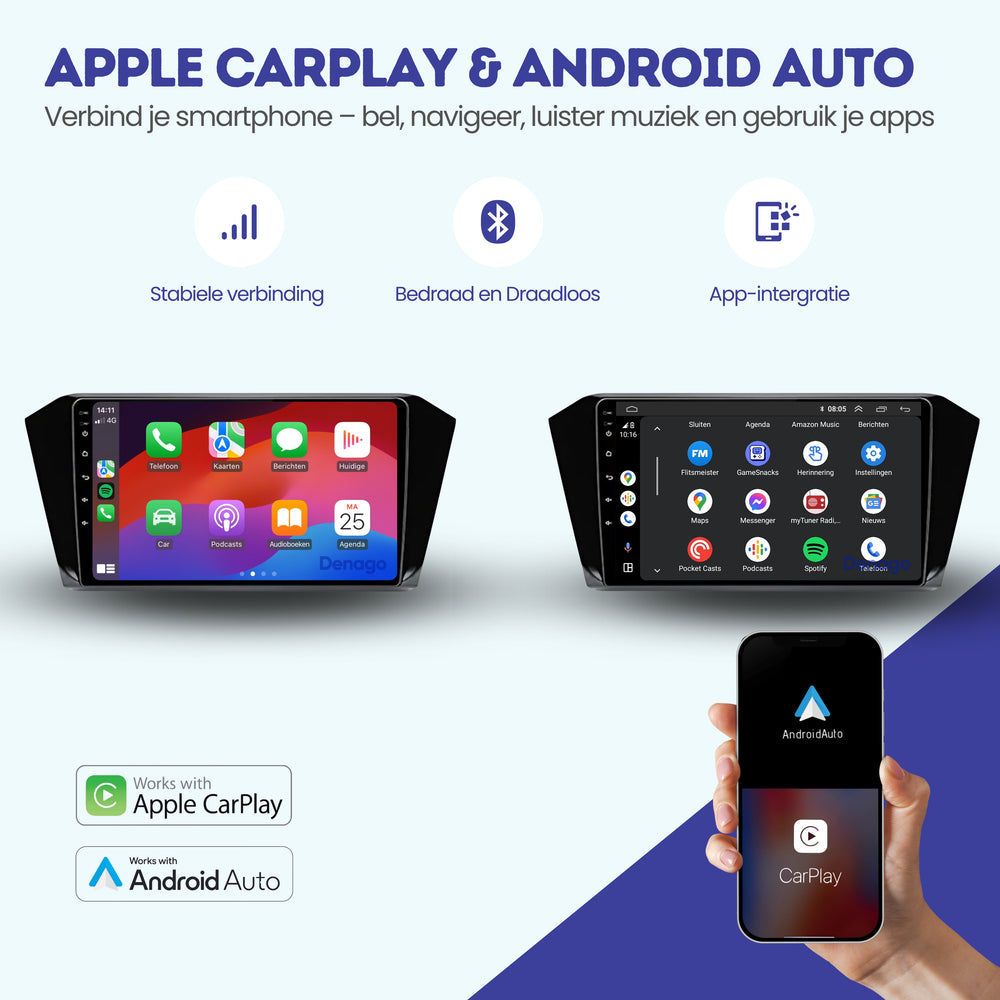 Radio para coche Volkswagen Passat CarPlay | 2014 a 2021 | Denago DNG-A113 | 9 pulgadas | Androide 13 | CarPlay inalámbrico y Android Auto