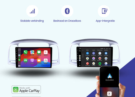 Hyundai Accent CarPlay autoradio | 2007 t/m 2011 | Denago DNG-A174 | 9 inch | Android 13 | Draadloos CarPlay & Android Auto