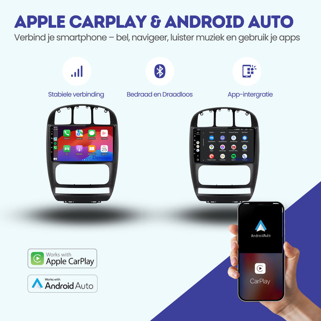 Chrysler Voyager CarPlay autoradio | 2000 t/m 2012 | Denago DNG-A278 | 9 inch | Android 13 | Draadloos CarPlay & Android Auto