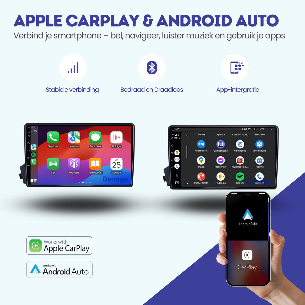 Radio para coche SsangYong Actyon CarPlay | 2005 a 2011 | Denago DNG-A250 | 9 pulgadas | Androide 13 | CarPlay inalámbrico y Android Auto