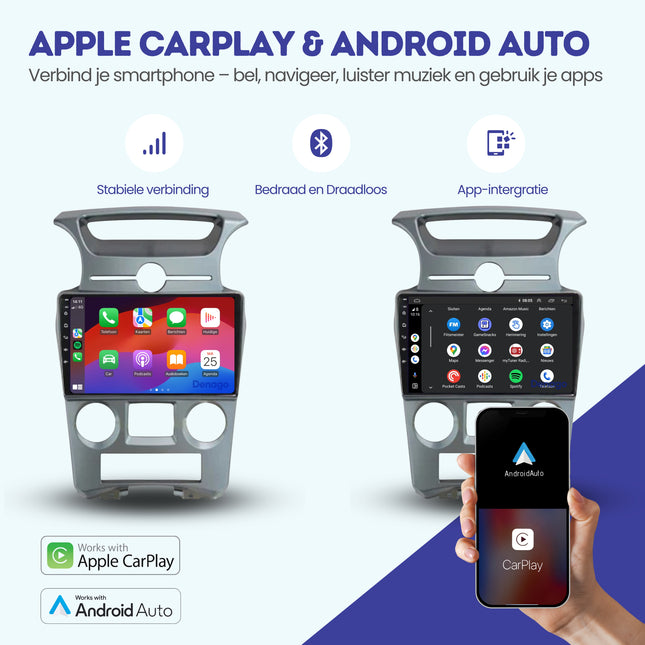 Kia Carens CarPlay autoradio | 2006 t/m 2012 | Denago DNG-A164 | 9 inch | Android 13 | Draadloos CarPlay & Android Auto