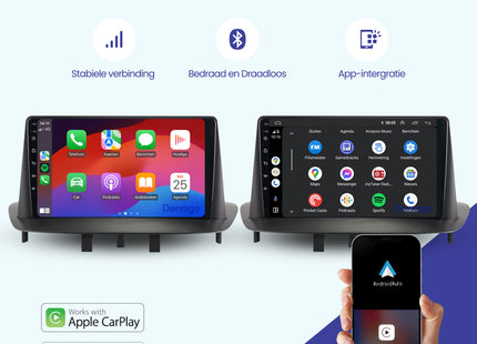 Renault Mégane III CarPlay autoradio | 2008 t/m 2016 | Denago DNG-A176 | 9 inch | Android 13 | Draadloos CarPlay & Android Auto