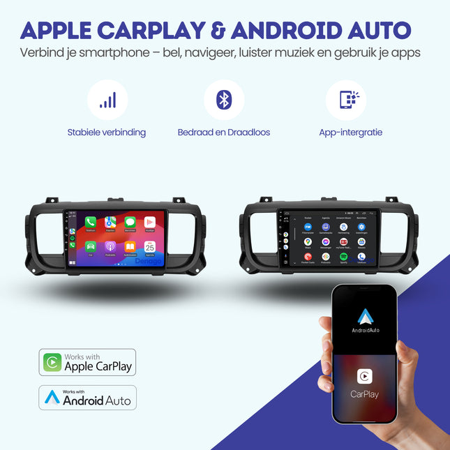 Fiat Scudo CarPlay autoradio | 2016 t/m 2023 | Denago DNG-A236 | 9 inch | Android 13 | Draadloos CarPlay & Android Auto