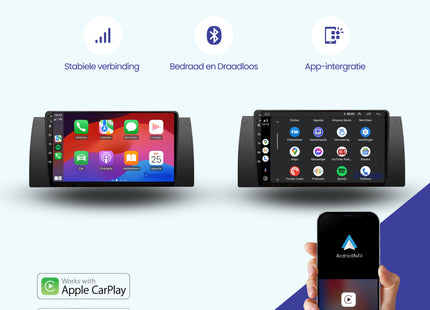 BMW X5 CarPlay autoradio | 1999 t/m 2005 | Denago DNG-A301 | 9 inch | Android 13 | Draadloos CarPlay & Android Auto