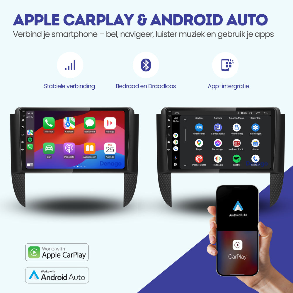 Radio para coche Chevrolet Kaleos CarPlay | 2004 a 2010 | Denago DNG-A346 | 9 pulgadas | Androide 13 | CarPlay inalámbrico y Android Auto