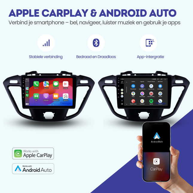 Ford Transit CarPlay autoradio | 2013 t/m 2018 | Denago DNG-A166 | 9 inch | Android 13 | Draadloos CarPlay & Android Auto