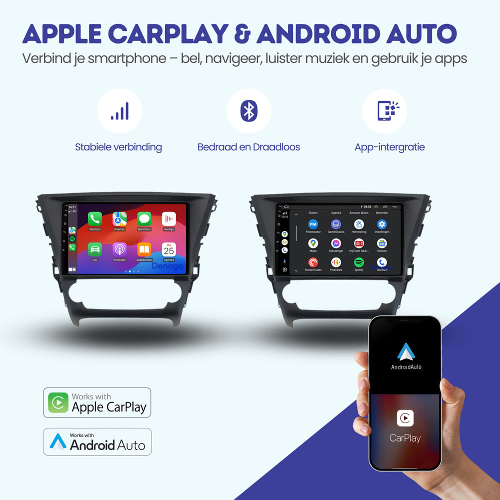 Radio para coche Toyota Avensis CarPlay | 2015 a 2018 | Denago DNG-A220 | 9 pulgadas | Androide 13 | CarPlay inalámbrico y Android Auto