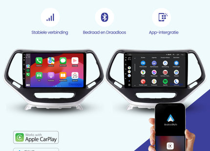 Jeep Cherokee CarPlay autoradio | 2014 t/m 2018 | Denago DNG-A119 | 9 inch | Android 13 | Draadloos CarPlay & Android Auto
