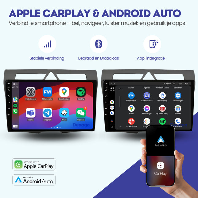 Kia Picanto CarPlay autoradio | 2008 t/m 2010 | Denago DNG-A86 | 9 inch | Android 13 | Draadloos CarPlay & Android Auto