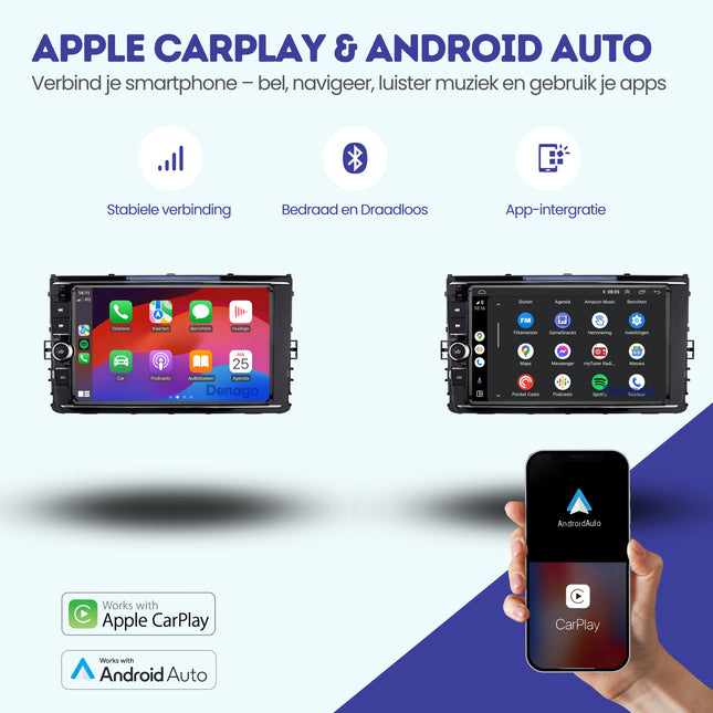 Volkswagen Golf Sportsvan CarPlay autoradio | 2017 t/m 2021 | Denago DNG-A363 | 9 inch | Android 13 | Draadloos CarPlay & Android Auto