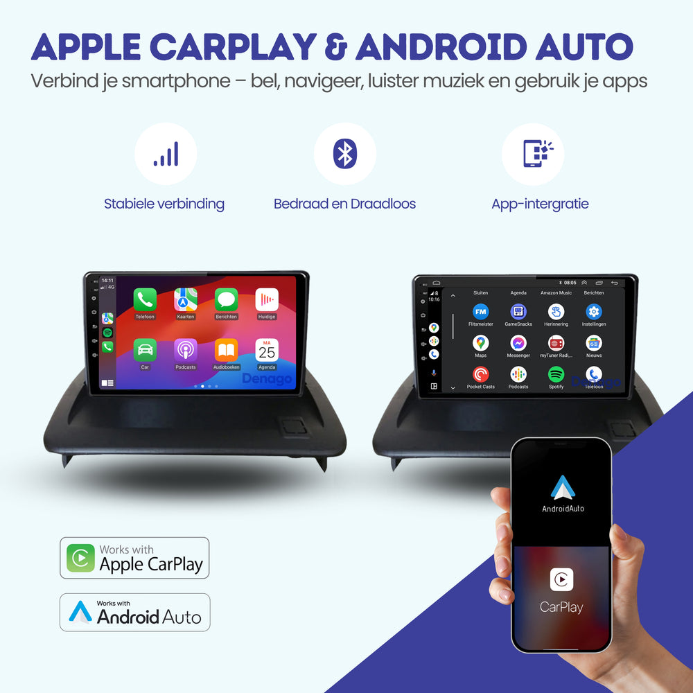 Autoradio CarPlay pour Volvo V50 | C30 | S40 | C70 (2004-2014) | Denago DNG-A298 | Écran 9 pouces | Android 13 | CarPlay sans fil & Android Auto