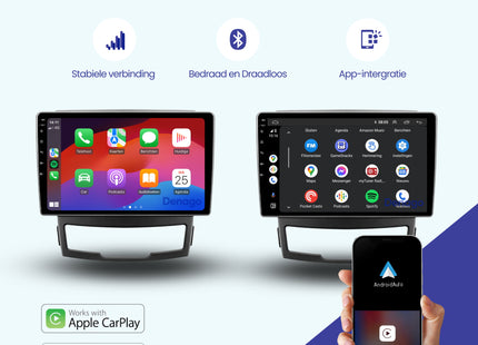 SsangYong Korando CarPlay autoradio | 2011 t/m 2014 | Denago DNG-A259 | 9 inch | Android 13 | Draadloos CarPlay & Android Auto