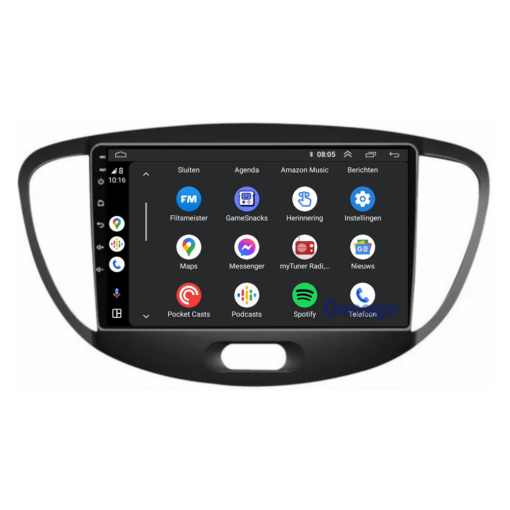 Radio de coche Hyundai i10 CarPlay | 2008 a 2013 | Denago DNG-A67 | 9 pulgadas | Androide 13 | CarPlay inalámbrico y Android Auto