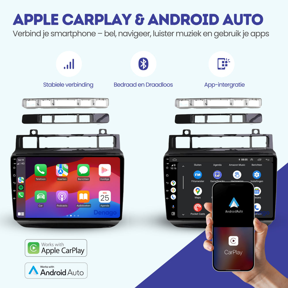 Radio para coche Volkswagen Touareg CarPlay | 2011 a 2017 | Denago DNG-A209 | 9 pulgadas | Androide 13 | CarPlay inalámbrico y Android Auto