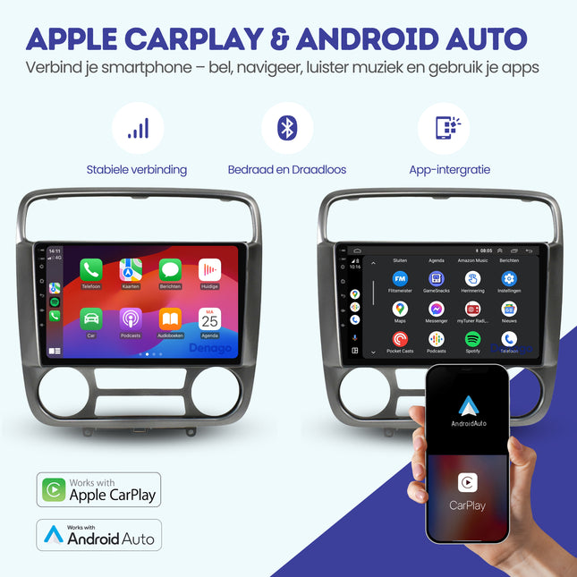 Honda Stream CarPlay autoradio | 2000 t/m 2006 | Denago DNG-A138 | 9 inch | Android 13 | Draadloos CarPlay & Android Auto