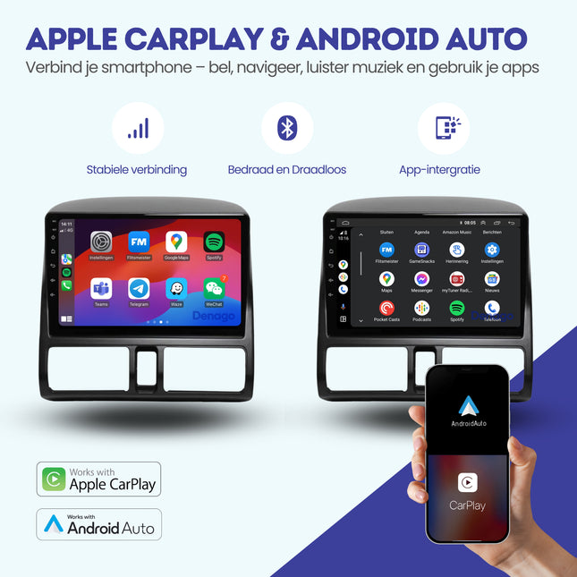 Honda CR-V CarPlay autoradio | 2002 t/m 2006 | Denago DNG-A99 | 9 inch | Android 13 | Draadloos CarPlay & Android Auto