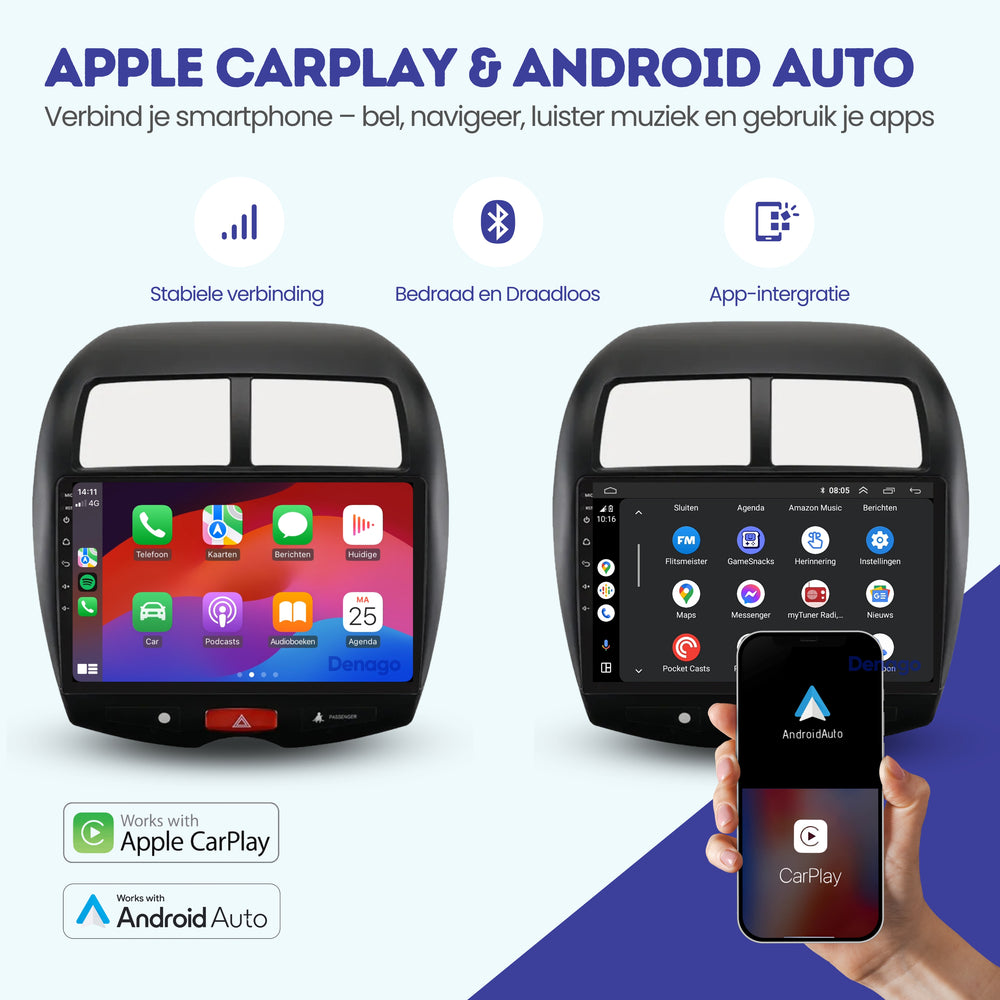 Radio para coche Mitsubishi ASX CarPlay | 2010 a 2015 | Denago DNG-A117 | 9 pulgadas | Androide 13 | CarPlay inalámbrico y Android Auto