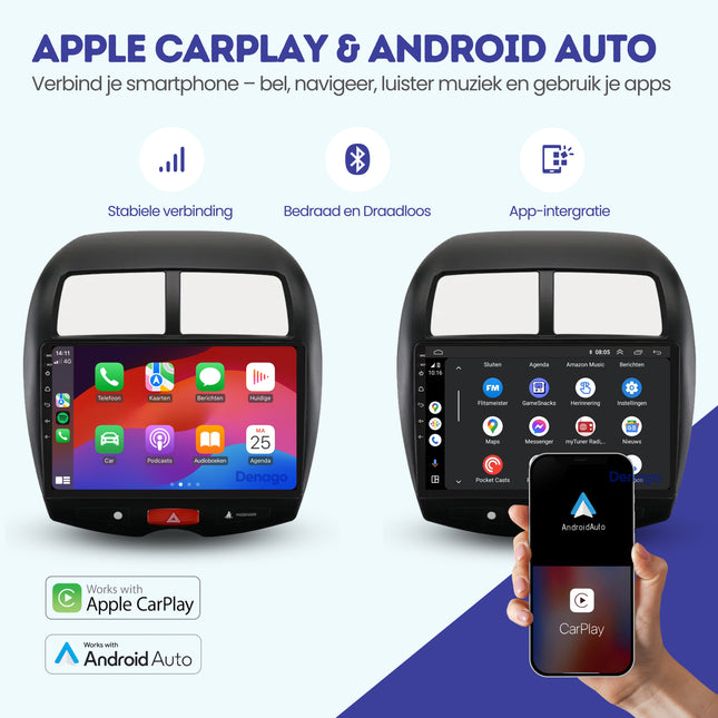 Mitsubishi ASX CarPlay autoradio | 2010 t/m 2015 | Denago DNG-A117 | 9 inch | Android 13 | Draadloos CarPlay & Android Auto