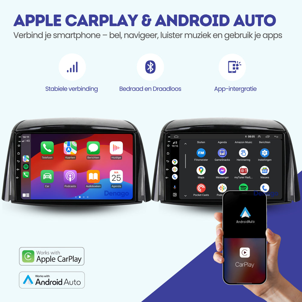 Radio para coche Renault Koleos CarPlay | 2008 a 2016 | Denago DNG-A137 | 9 pulgadas | Androide 13 | CarPlay inalámbrico y Android Auto