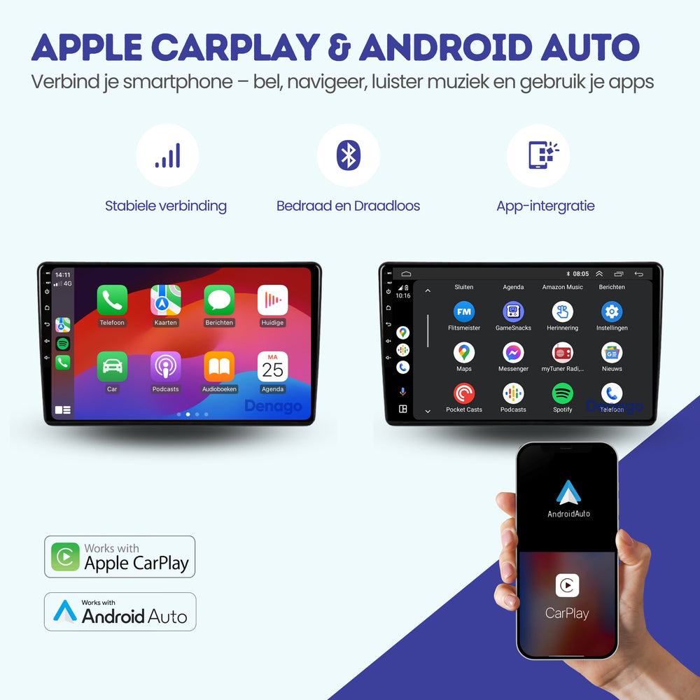 Radio de coche Fiat 500L CarPlay | 2012 a 2017 | Denago DNG-A133 | 9 pulgadas | Androide 13 | CarPlay inalámbrico y Android Auto