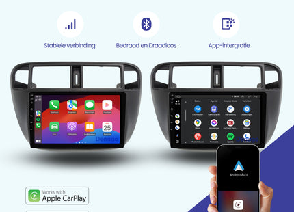 Honda Civic CarPlay autoradio | 1996 t/m 2000 | Denago DNG-A306 | 9 inch | Android 13 | Draadloos CarPlay & Android Auto
