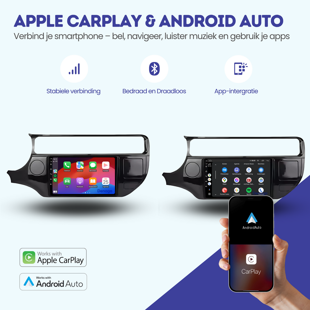 Kia Rio CarPlay car radio | 2015 to 2017 | Denago DNG-A63 | 9 inches | Android 13 | Wireless CarPlay & Android Auto