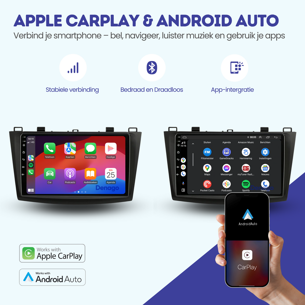 Radio para coche Mazda 3 CarPlay | 2010 a 2013 | Denago DNG-A71 | 9 pulgadas | Androide 13 | CarPlay inalámbrico y Android Auto