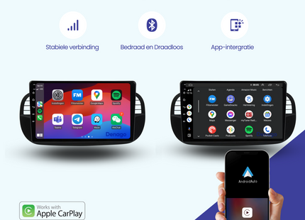 Fiat 500 | Autoradio | 2007 t/m 2015 | Android 13 & CarPlay