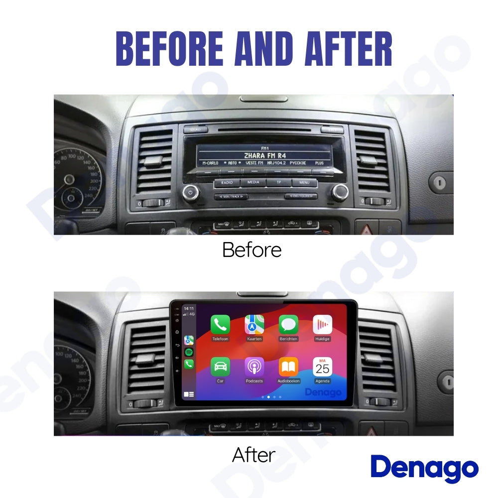 Radio para coche Volkswagen T5 Multivan y California CarPlay | 2004 a 2014 | Denago DNG-A272 | 9 pulgadas | Androide 13 | CarPlay inalámbrico y Android Auto
