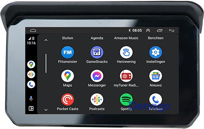 Motor CarPlay navigatie | Denago DNG-1185 | 9 inch | Draadloos CarPlay & Android Auto | Motornavigatie | Bluetooth verbinding oordopjes