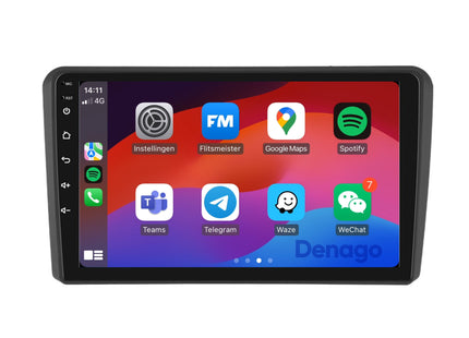 Audi A3 CarPlay autoradio | 2004 t/m 2013 | Denago DNG-A25 | 9 inch | Android 13 | Draadloos CarPlay & Android Auto