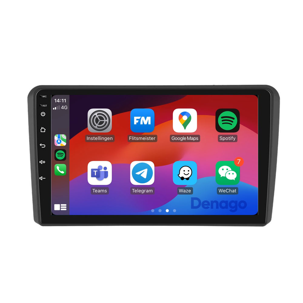 Radio para coche Audi A3 CarPlay | 2004 a 2013 | Denago DNG-A25 | 9 pulgadas | Androide 13 | CarPlay inalámbrico y Android Auto