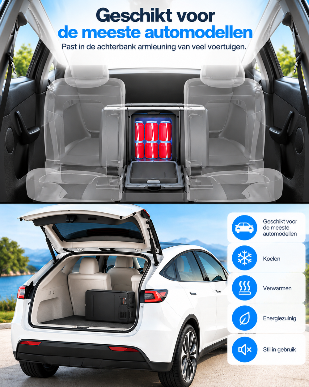 Davilon PolarX Pro bilkylbox – kyler från 10°C till -18°C – 12V-kompressorkylbox – används via armstödet i baksätet