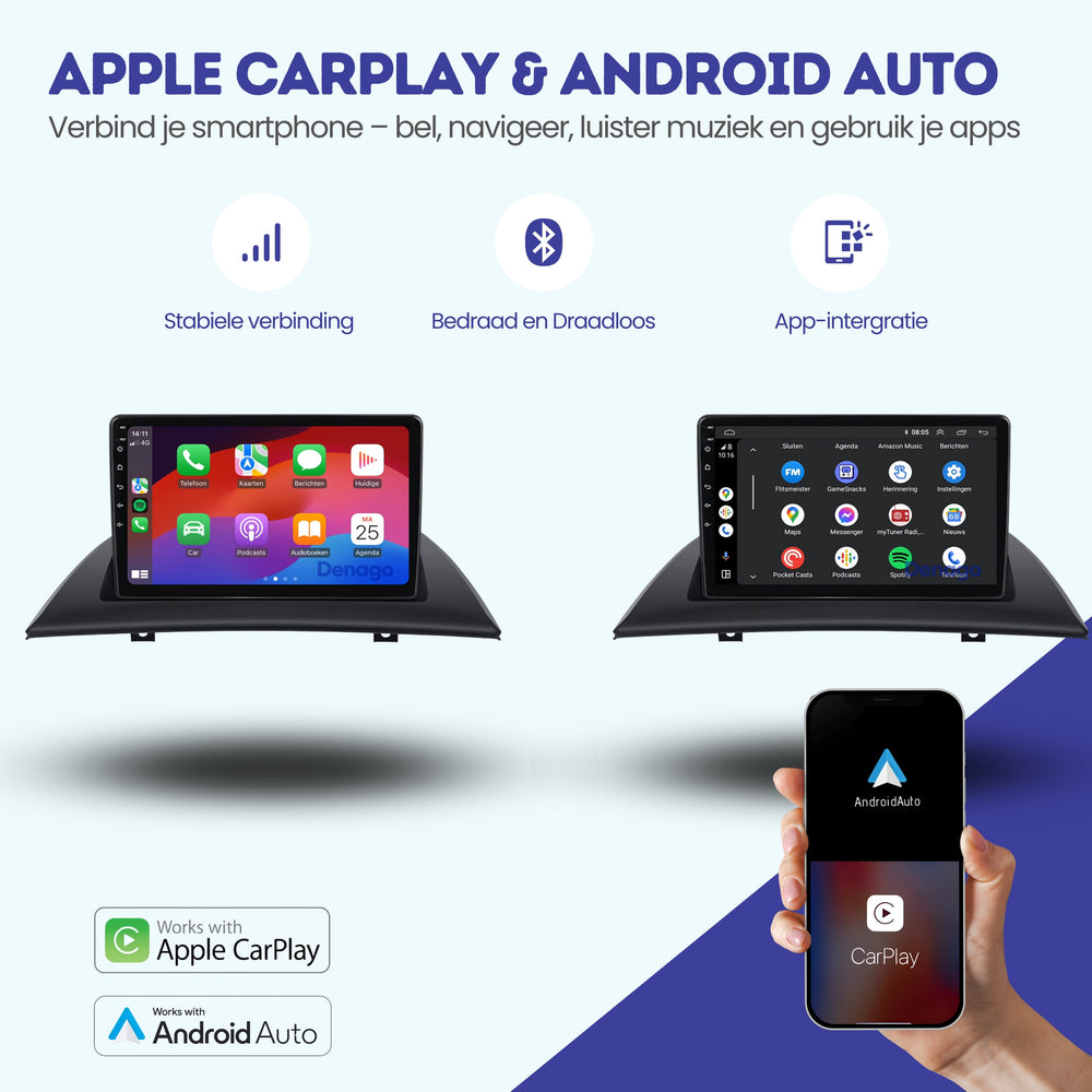 BMW X3 E83 CarPlay autoradio | 2004 t/m 2012 | Denago DNG-A349 | 9 inch | Android 13 | Draadloos CarPlay & Android Auto