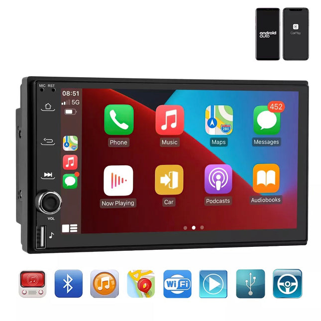 Dubbel Din autoradio CarPlay draadloos - Android Auto