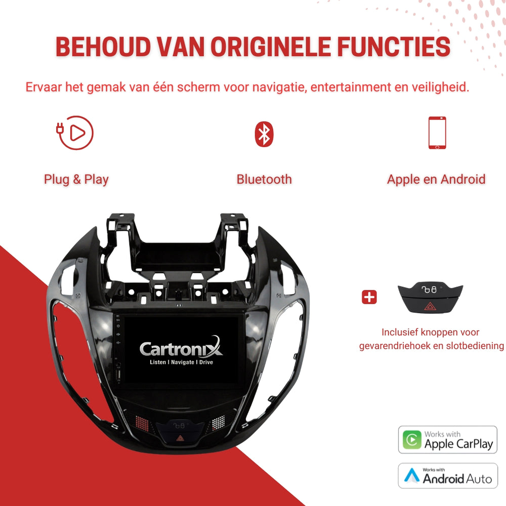 Ford B-Max | Transit Courier | Tourneo | CarPlay autoradio | 2012 t/m 2018 | Android 15 | 4+64GB | 8-Core | Carplay & Android Auto