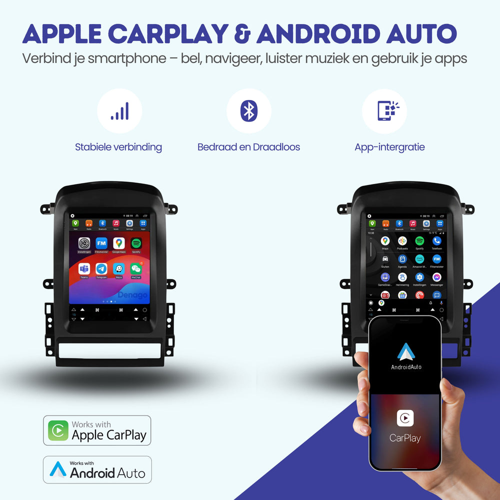 Chevrolet Captiva Sport CarPlay autoradio | 2006 t/m 2012 | Denago DNG-A436 | 9.7 inch | Android 13 | Draadloos CarPlay & Android Auto