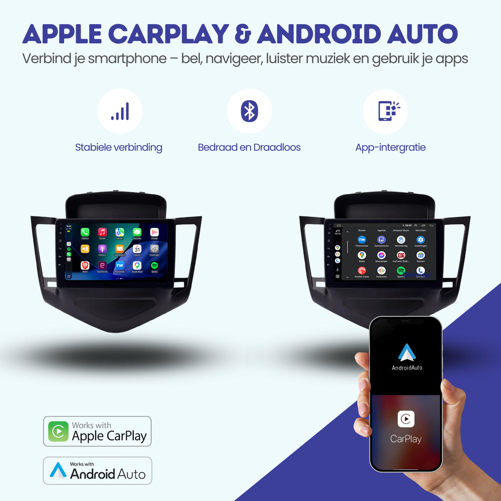 Radio para coche Chevrolet Cruze CarPlay | 2008 a 2012 | Denago DNG-A112 | 9 pulgadas | Androide 13 | CarPlay inalámbrico y Android Auto