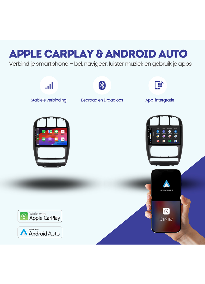 Chrysler Voyager CarPlay autoradio | 2000 t/m 2012 | Denago DNG-A278 | 9 inch | Android 13 | Draadloos CarPlay & Android Auto
